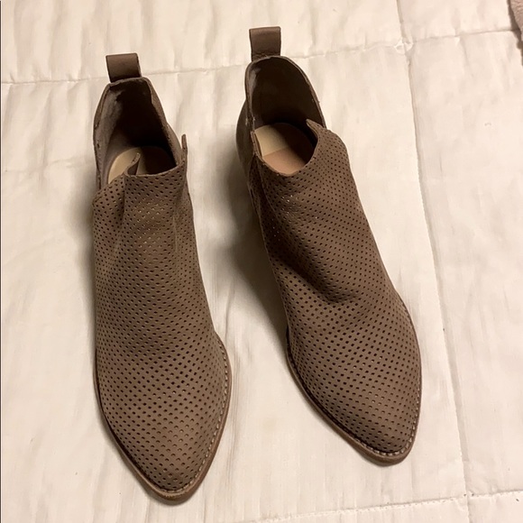 Dolce Vita Perforated Leather Ankle Booties Taupe - Picture 7 of 12